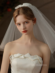 Two layers Lace Bow Wedding Veils ALC026|Selinadress