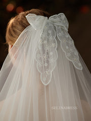 Two layers Lace Bow Wedding Veils ALC026|Selinadress