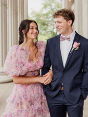 Two Pieces A-line Charming Floral Long Prom Dress Elegant Cheap Evening Gowns SLD004|Selinadress