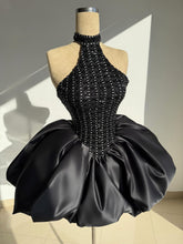 Black High Neck Short Prom Dress Homecoming Dress With Rhinestone # TKL684|Selinadress