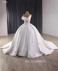 White One Sholulder Ball Gown Sequins Lace Wedding Dresses 251042|Selinadress