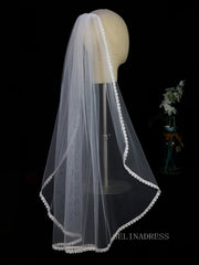 Simple One Layer French Lace Wedding Veils ALC022|Selinadress