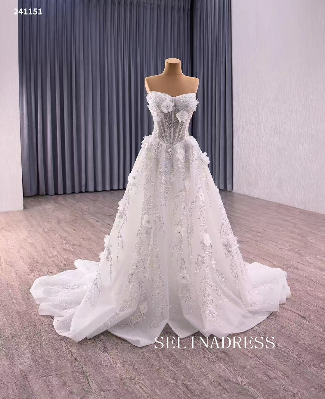 White Strapless Sparkly Ball Gown Evening Dress Haute Couture Wedding SELINADRESS White Strapless Sparkly Ball Gown Evening Dress Haute Couture Wedding SELINADRESS