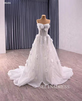 White Strapless Sparkly Ball Gown Evening Dress Haute Couture Wedding Gowns 241151|Selinadress