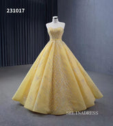 Yellow Beaded Wedding Dress Sweetheart Quinceanera Dress 231017|Selinadress
