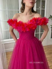 Yellow Straps Short Midi Prom Dress Beautiful Floral A line Tulle Party Dress JKL3129|Selinadress