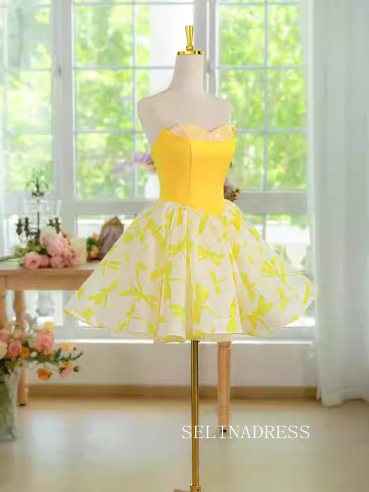 Yellow Sweetheart Cute Cocktail Dress Homecoming Dresses #ALI0031 SELINADRESS Yellow Sweetheart Cute Cocktail Dress Homecoming Dresses #ALI0031 SELINADRESS