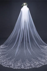 Chic Appliques Veil Long Tulle With Sequined Wedding Veil V35