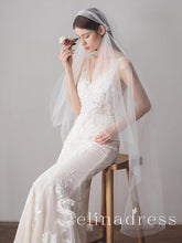 Knee Length Juliet Cap Veils Asymmetrical Hem Bridal Veil ALC001