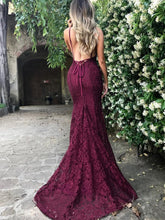 Chic Burgundy Prom Dresses Long Mermaid Modest Cheap Long Prom Dress With Lace SED499|Selinadress