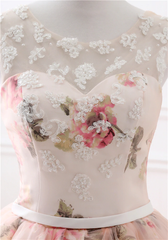 Chic Long Prom Dresses Ball Gowns Pearl Pink Flower Prom Dress Evening Dresses SED407