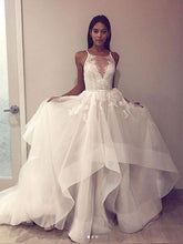 A-line Spaghetti Straps Lace Prom Dresses Tulle Asymmetrical Prom Dress Evening Dress SED323