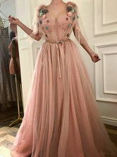 Beautiful Prom Dresses A-line Pink Floral Cheap Long Prom Dress/Evening Dress SED392