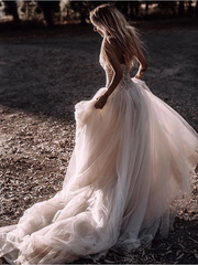 Chic A-line Sweetheart Tull Beading Amazing Rustic Wedding Dress SEW056|Selinadress