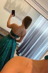Emerald Green Sequins Two Piece Prom Dress with Pockets ASSD002|Selinadress