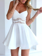 Sexy White Homecoming Dress Spaghetti Straps Lace Short Prom Dress Party Dress JK419