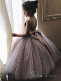 Lovely Cute Mauve Flower Girl Dresses with Bow on the Back GRS024