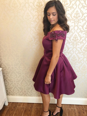 Two Piece Cap Sleeve Grape Beaded Short Homecoming Dress #MHL072