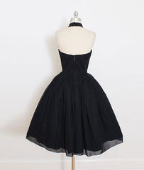 Short prom dress Simple Black Halter Short Prom Dress Homecoming Dress MK0515