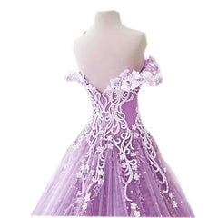 Beautiful Off-the-shoulder Lace Prom Dress Floral Elegant Long Evening Dress #SED247