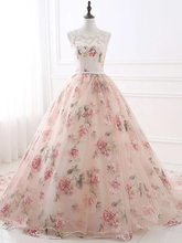 Chic Long Prom Dresses Ball Gowns Pearl Pink Flower Prom Dress Evening Dresses SED407