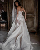 A-line Sweetheart Appliqued Beach Wedding Dresses Rustic Bridal Gowns SEW011