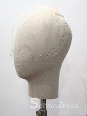 Vintage-Inspired Birdcage Veils with Tiny Crystals Blusher Veil ALC004