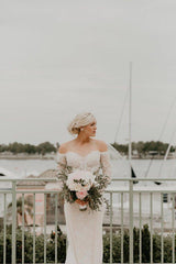 Trumpet/Mermaid Off-the-shoulder Long Sleeve Wedding Dress Bridal Gowns SEW038|Selinadress