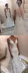 Sheath Sleeveless Backless Ivory Lace Ristic Wedding Dresses SEW078