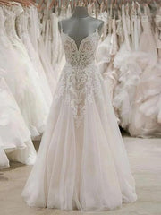 A Line Spaghetti Straps Beach Wedding Dresses Rustic Wedding Gowns SED351