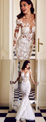 Trumpet/Mermaid Long Sleeve Lace Rustic Wedding Dresses With Applique SED359
