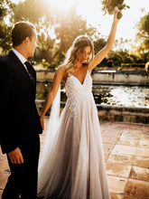 Open Back Spaghetti Straps Tulle Wedding Dresses Romantic Bridal Dresses SEW048|Selinadress