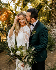 Sheath/Column Long Sleeve Wedding Dresses Boho Country Bridal Dresses SEW054