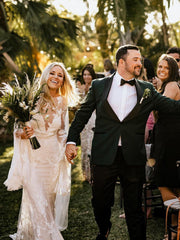 Sheath/Column Long Sleeve Wedding Dresses Boho Country Bridal Dresses SEW054