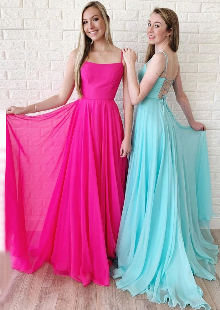 Chic A-line Spaghetti Straps Long Prom Dresses Cheap Evening Dress KPS25238|Selinadress