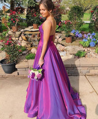 Unique Grape Spaghetti Straps Long Prom Dress Evening Dress SED282