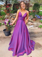 Unique Grape Spaghetti Straps Long Prom Dress Evening Dress SED282