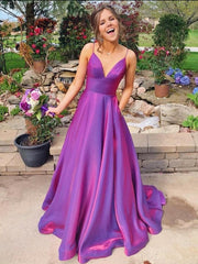 Unique Grape Spaghetti Straps Long Prom Dress Evening Dress SED282