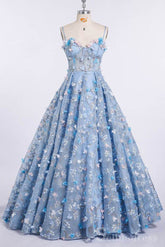 A-line 3D Floral Lace Beautiful Prom Dress Long Formal Evening Dresses #SED173|Selinadress