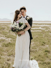 A Line Beach Lace Wedding Dresse Custom Wedding Dress With Sleeve GRDK005|Selinadress