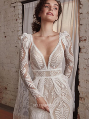 A Line Beach Lace Wedding Dresse Two Piece Custom Wedding Dress GRDK012|Selinadress