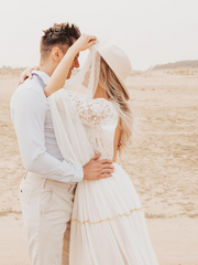 A-line Boho Lace Wedding Dresses Long Sleeve Rustic Wedding Gown Bridal Dress JKSS513|Selinadress