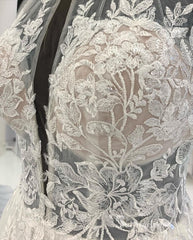 A-line Halter See Through Embroidery Wedding Dress Rustic Backless Bridal Dresses RYU017|Selinadress