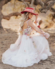 A-line Long Puff Sleeve Photography Costumes Prom Dress Wedding Gown with 3D Floral JKSS501|Selinadress