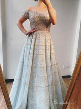 A-line Off-the-shoulder Long Glitter Prom Dress Evening Formal Gown SC036