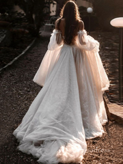 a-line-off-the-shoulder-rustic-wedding-dresses-lace-bridal-gowns-mhl2806|Selinadress