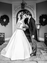 A-line Off-the-shoulder Satin Wedding Dresses Princess Romantic Bridal Gowns CBD295|Selinadress