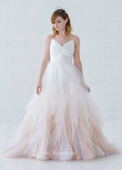 A-line Ombre Wedding Dress Tulle Wedding Dress Strapless Bridal Gown Wedding Dress Bridal Gown GRSD005|Selinadress