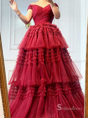 A-line Red Long Princess Prom Dresses Ball Gown Evening Formal Dress SC021