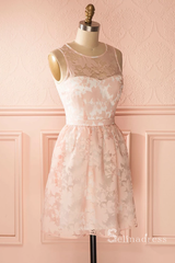 A-line Scoop Cute Short Prom Dress Pink Prom Dresses Homecoming Dress MHL049|Selinadress